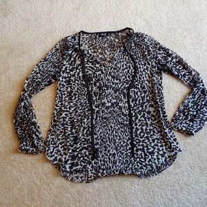 A.n.a. semi sheer black& white blouse